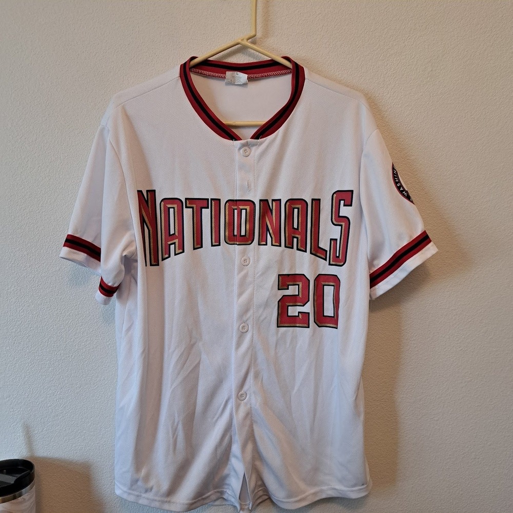 Washington Nationals 20th Anniversary Baseball Jersey White Red Men Large